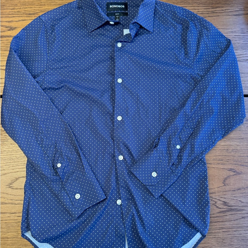 Bonobos Dark Blue Polka Dot Casual Shirt